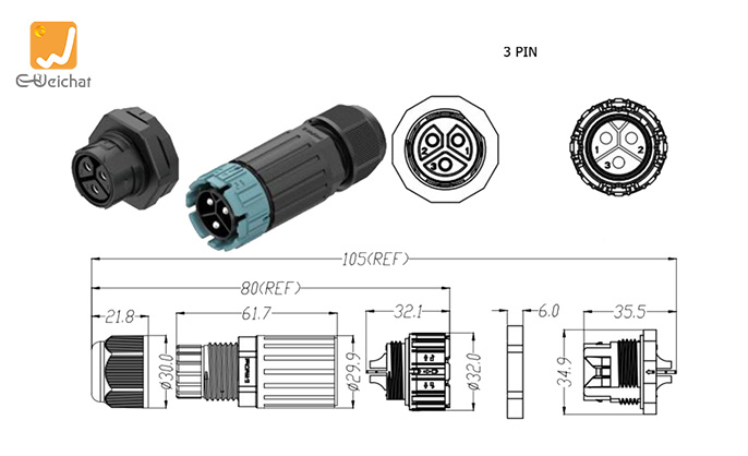 EW-M28MP-3P Waterproof Outdoor Cable Connector