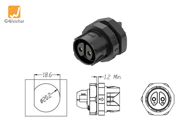 EW-M19MP-2P Panel Mount Power Connector