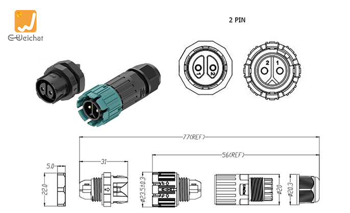 EW-M19MP-2P Male and Female Connectors