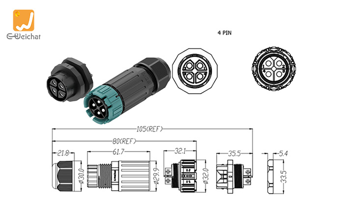 EW-M28MP-4P Waterproof Plug Connectors