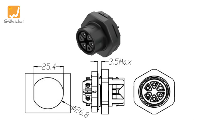 M28-5P-Panel Mount Power Connector