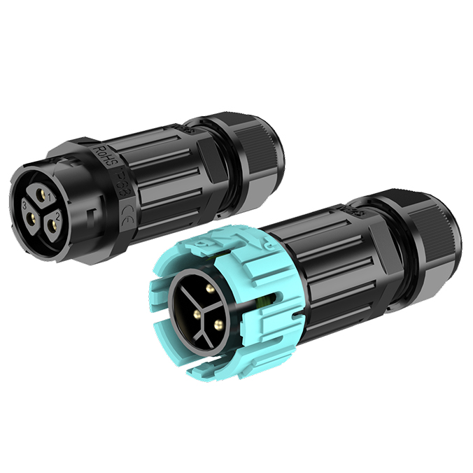 M23MF 3 Pin Circular Connector Electrical Screwless Waterproof Cable Connector IP68 Wire to Wire Power Waterproof Connector