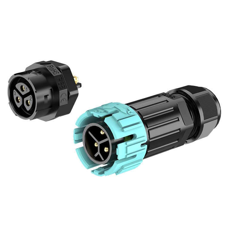 M23MP IP68 Waterproof Cable Connector 3 Pins Male Female Rear Panel Screwless Connectors