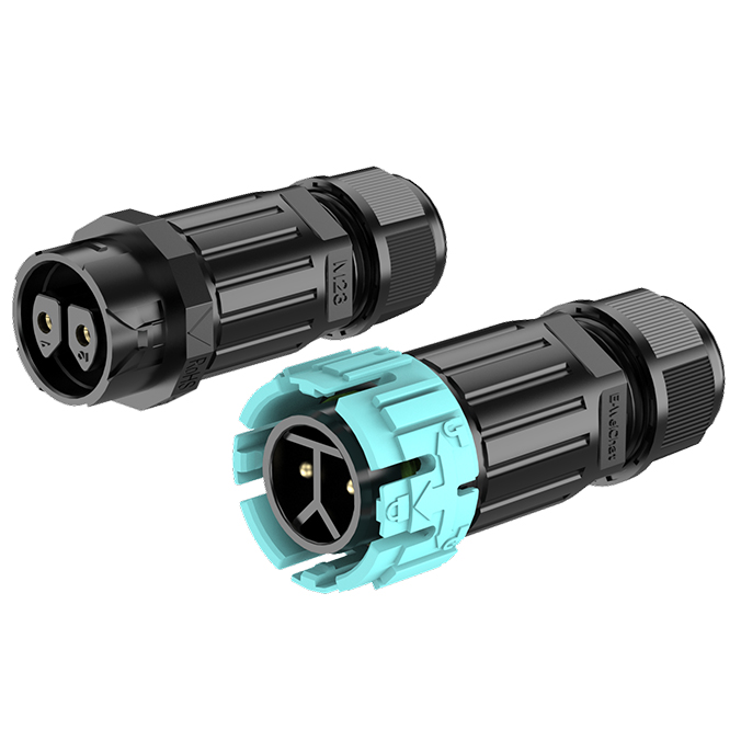 M23MF 2 Pin Circular Plug Connector Wire to Wire Power Waterproof Connector IP68 Waterproof Cable Connector